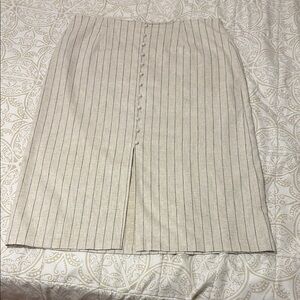 Banana Republic Factory Cream Linen Blend Midi Pencil Skirt Pin Stripes sz 18